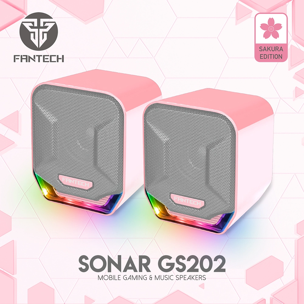 Gs202 RGB Gaming Speaker(White and Pink)