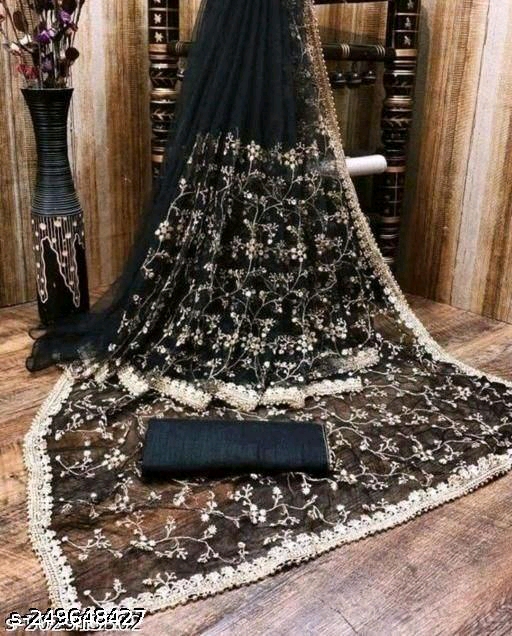 Womens Fancy net party wear saree with Blouse